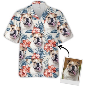 NAZENTI Custom Face Shirt, Personalized Hawaiian Shirt, Hawaiian Shirt for Men, Hawaiian Picture Shirts, Dog Face Shirts(Pattern 73)