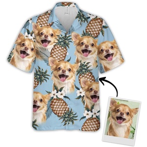 NAZENTI Custom Face Shirt, Personalized Hawaiian Shirt, Hawaiian Shirt for Men, Hawaiian Picture Shirts, Dog Face Shirts(Pattern 74)