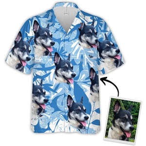 NAZENTI Custom Face Shirt, Personalized Hawaiian Shirt, Hawaiian Shirt for Men, Hawaiian Picture Shirts, Dog Face Shirts(Pattern 77)