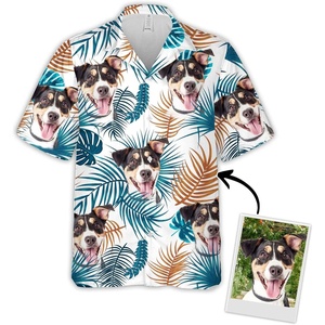 NAZENTI Custom Face Shirt, Personalized Hawaiian Shirt, Hawaiian Shirt for Men, Hawaiian Picture Shirts, Dog Face Shirts(Pattern 78)