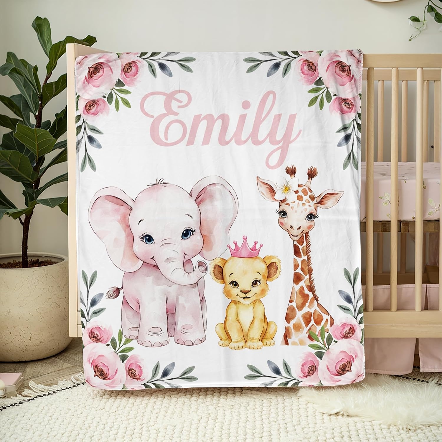 image:imageNAZENTI Baby Boy Blanket Custom Name Boy Blanket Personalized Animal Blanket Baby Name Blanket Baby Boy Blanket Mothers Day Birthday Gifts 30x40 50x60 60x80 InchesB04