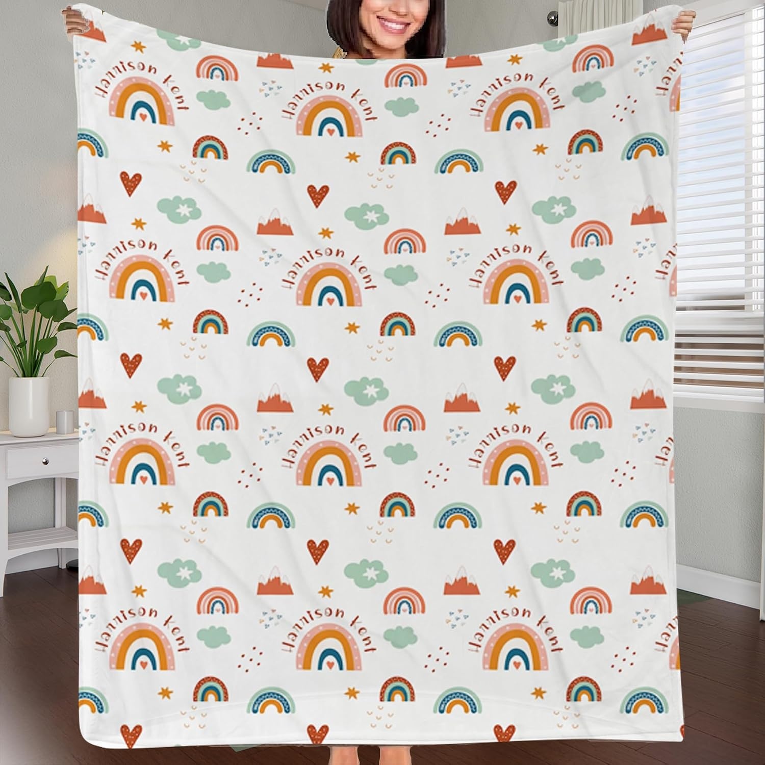 image:imageNAZENTI Baby Boy Blanket Custom Name Boy Blanket Personalized Animal Blanket Baby Name Blanket Baby Boy Blanket Mothers Day Birthday Gifts 30x40 50x60 60x80 InchesB07