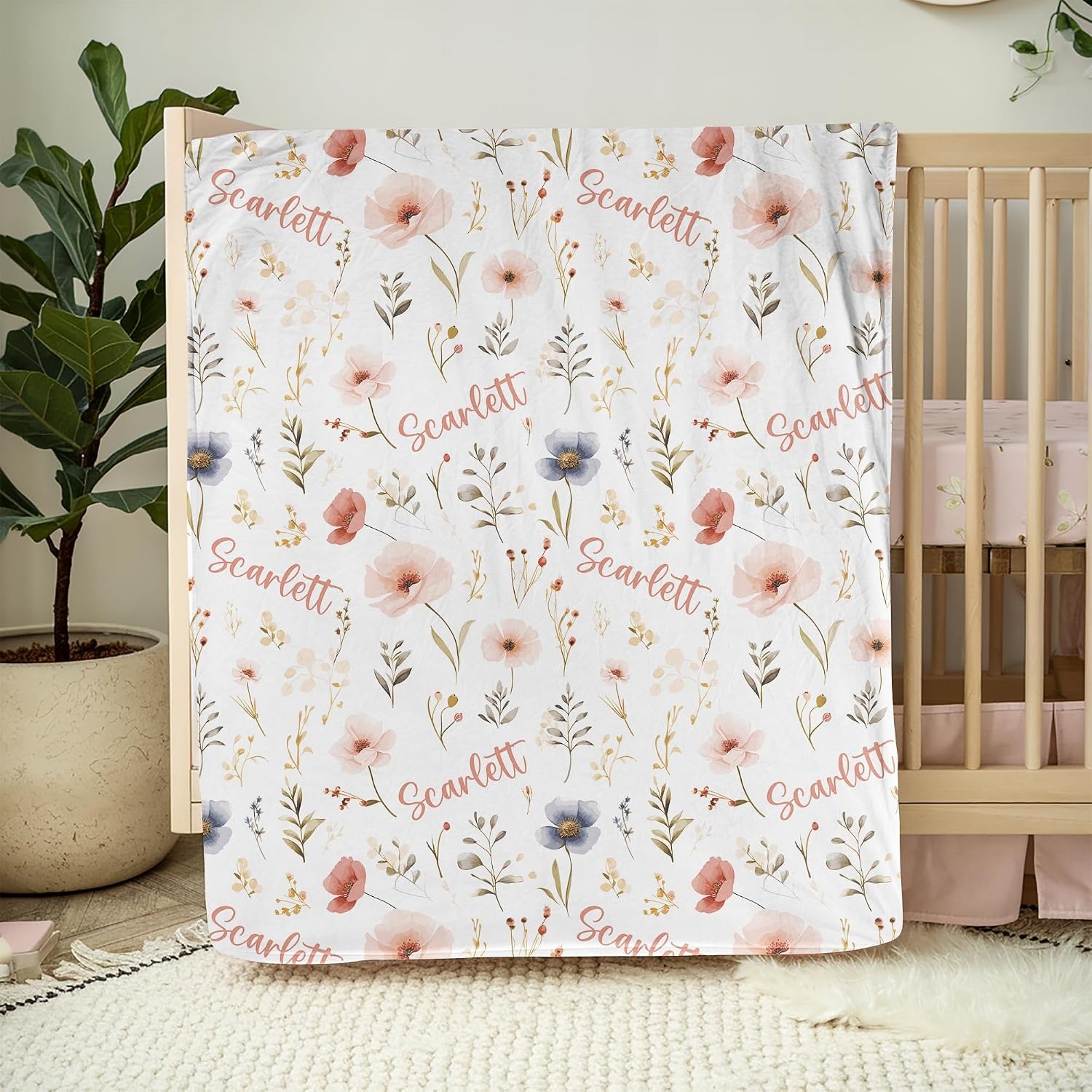 image:imageNAZENTI Baby Boy Blanket Custom Name Boy Blanket Personalized Animal Blanket Baby Name Blanket Baby Boy Blanket Mothers Day Birthday Gifts 30x40 50x60 60x80 InchesB06