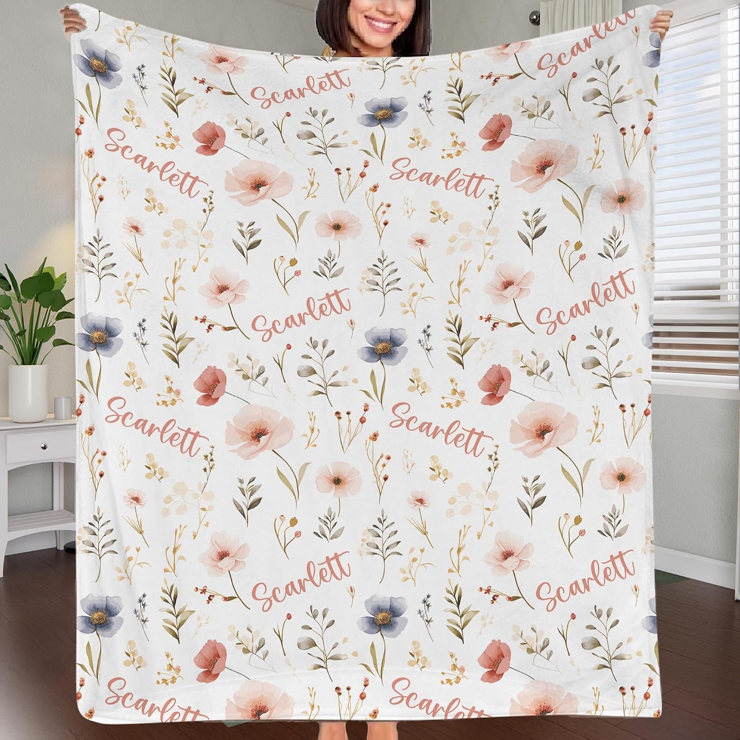 image:imageNAZENTI Baby Boy Blanket Custom Name Boy Blanket Personalized Animal Blanket Baby Name Blanket Baby Boy Blanket Mothers Day Birthday Gifts 30x40 50x60 60x80 InchesB06