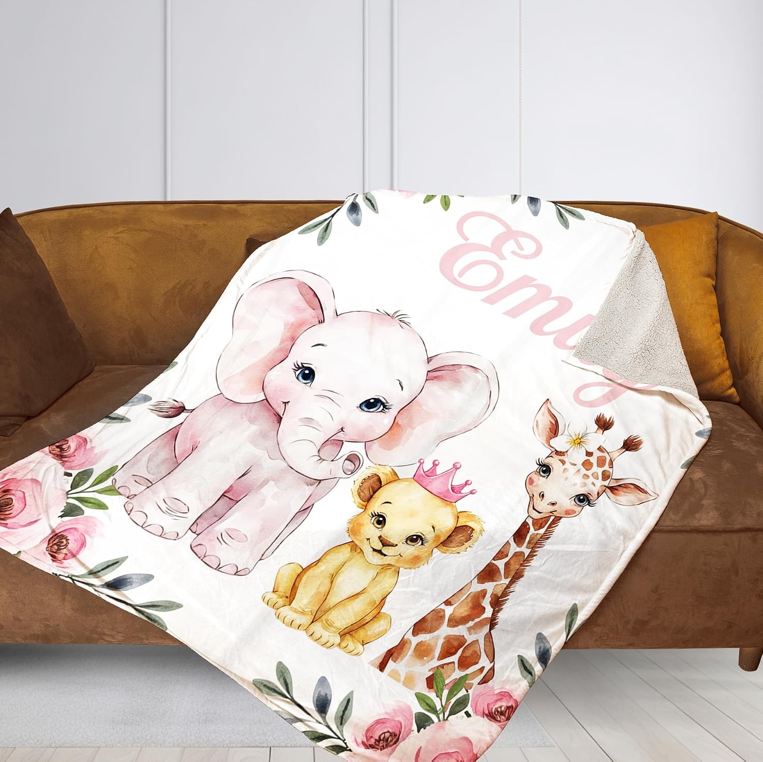 image:imageNAZENTI Baby Boy Blanket Custom Name Boy Blanket Personalized Animal Blanket Baby Name Blanket Baby Boy Blanket Mothers Day Birthday Gifts 30x40 50x60 60x80 InchesB04