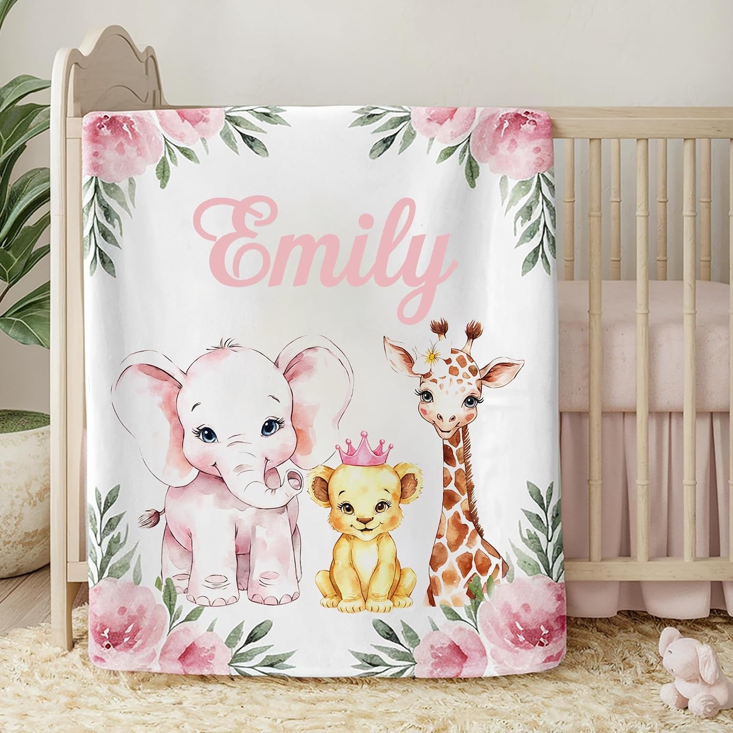 image:imageNAZENTI Baby Boy Blanket Custom Name Boy Blanket Personalized Animal Blanket Baby Name Blanket Baby Boy Blanket Mothers Day Birthday Gifts 30x40 50x60 60x80 InchesB04