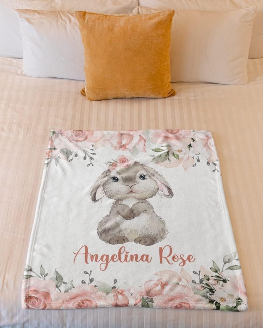 image:imagePersonalized Baby Blankets Baby Blanket for Girls with Name Elephant Blanket Custom Baby Blanket Gift for Baby Fleece She Customize to Select