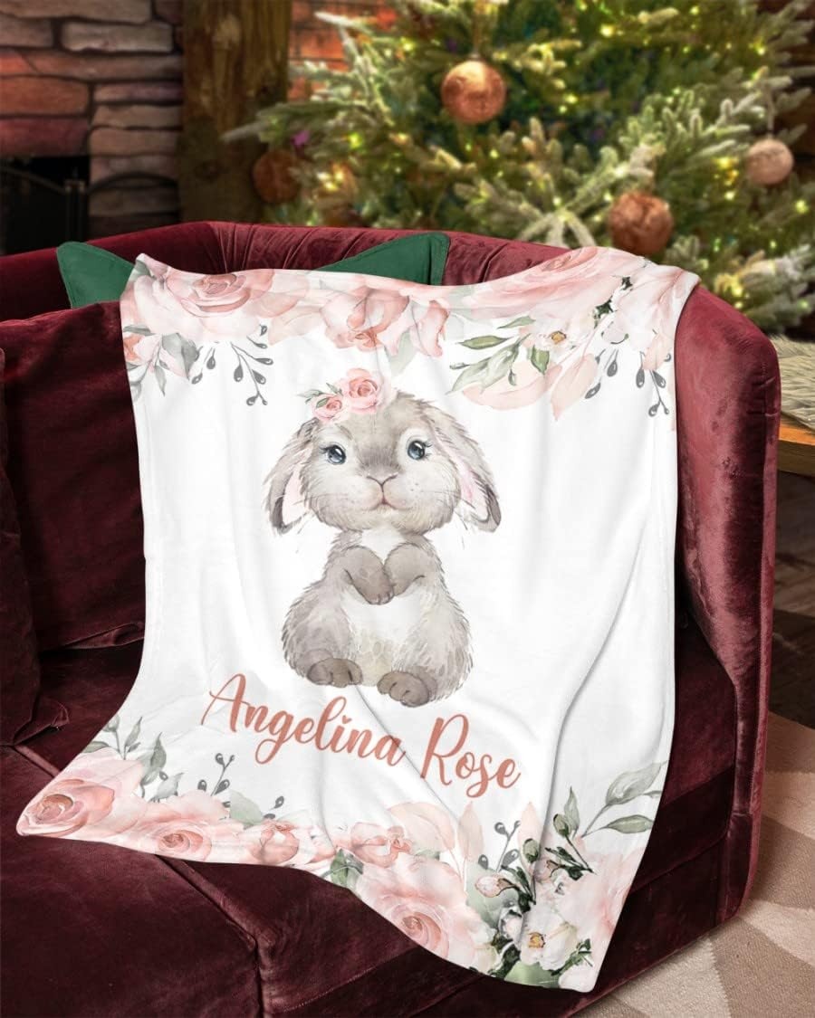 image:imagePersonalized Baby Blankets Baby Blanket for Girls with Name Elephant Blanket Custom Baby Blanket Gift for Baby Fleece She Customize to Select