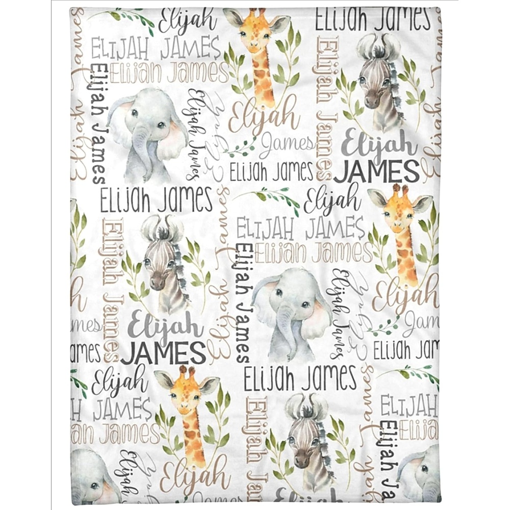 image:imageNAZENTI Baby Boy Blanket Custom Name Boy Blanket Personalized Animal Blanket Baby Name Blanket Baby Boy Blanket Mothers Day Birthday Gifts 30x40 50x60 60x80 InchesMulti 06