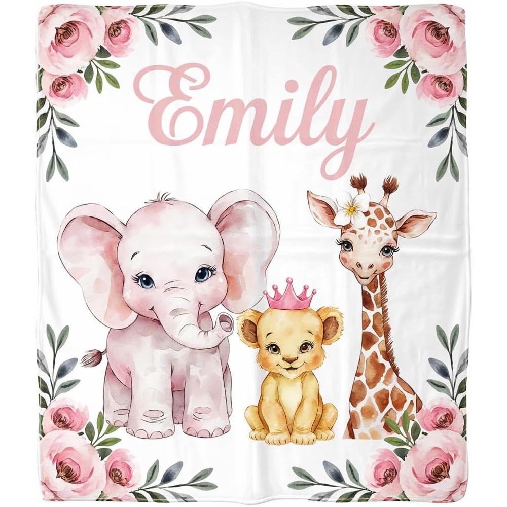 image:imageNAZENTI Baby Boy Blanket Custom Name Boy Blanket Personalized Animal Blanket Baby Name Blanket Baby Boy Blanket Mothers Day Birthday Gifts 30x40 50x60 60x80 InchesB04