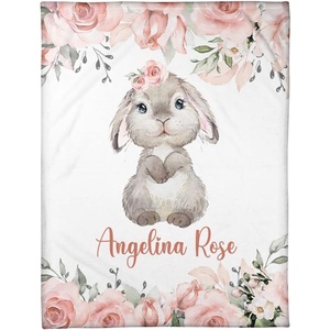 Personalized Baby Blankets – Baby Blanket for Girls with Name, Elephant Blanket – Custom Baby Blanket, Gift for Baby – Fleece, She Customize to Select