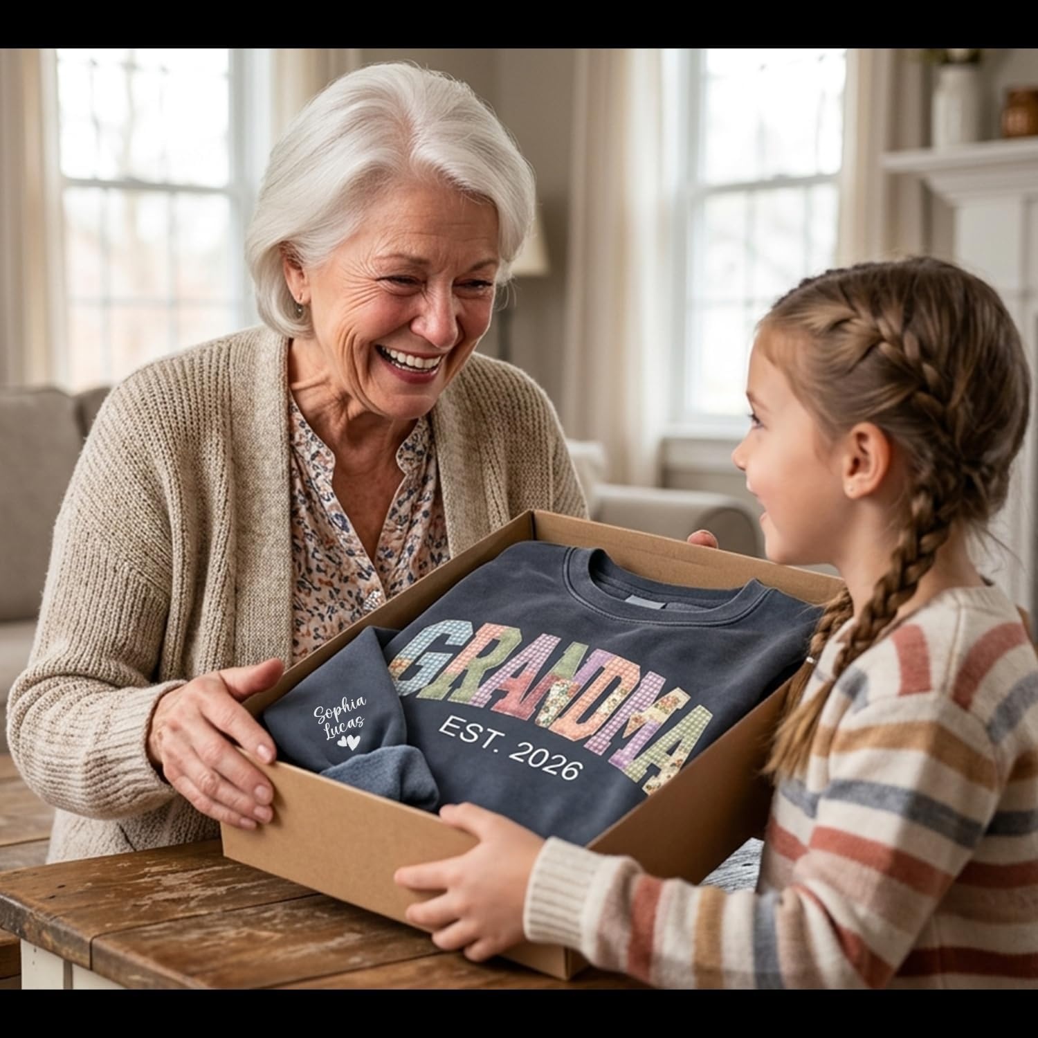 image:imageNAZENTI Personalized Patchwork Floral Mama Sweatshirt Custom Grandma Sweatshirt with Name on Sleeve Mothers Day Shirt GiftsYaya