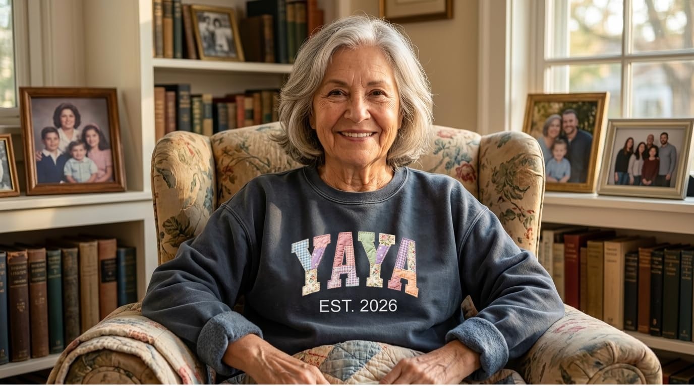image:imageNAZENTI Personalized Patchwork Floral Mama Sweatshirt Custom Grandma Sweatshirt with Name on Sleeve Mothers Day Shirt GiftsYaya