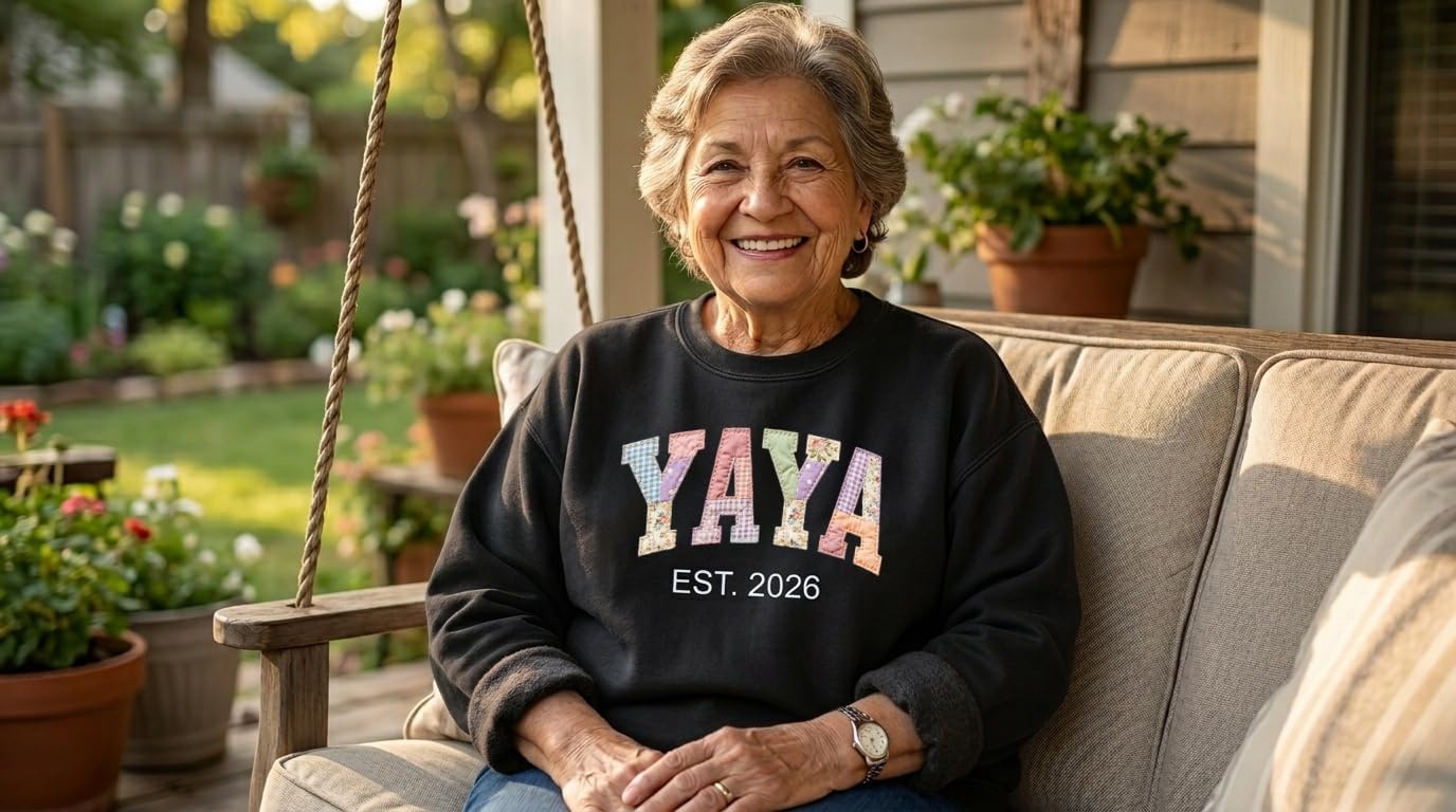 image:imageNAZENTI Personalized Patchwork Floral Mama Sweatshirt Custom Grandma Sweatshirt with Name on Sleeve Mothers Day Shirt GiftsYaya