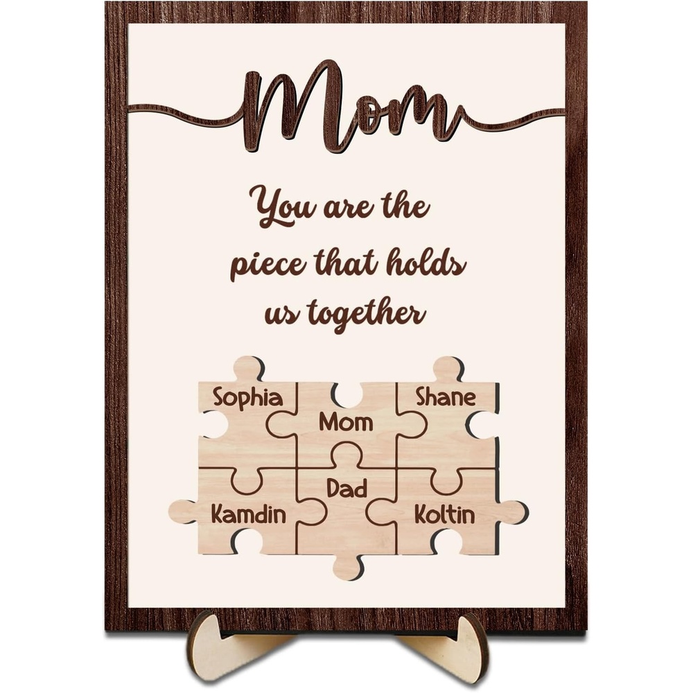 image:imageNazenti Personalized Mom Puzzle Piece Sign Custom You are the Piece that Holds Us Together Puzzles Sign Mothers Day Puzzle Piece Gifts for Mom Plaque Gifts for Mothers Day Mommy Mama Grandma GiftDesign 1