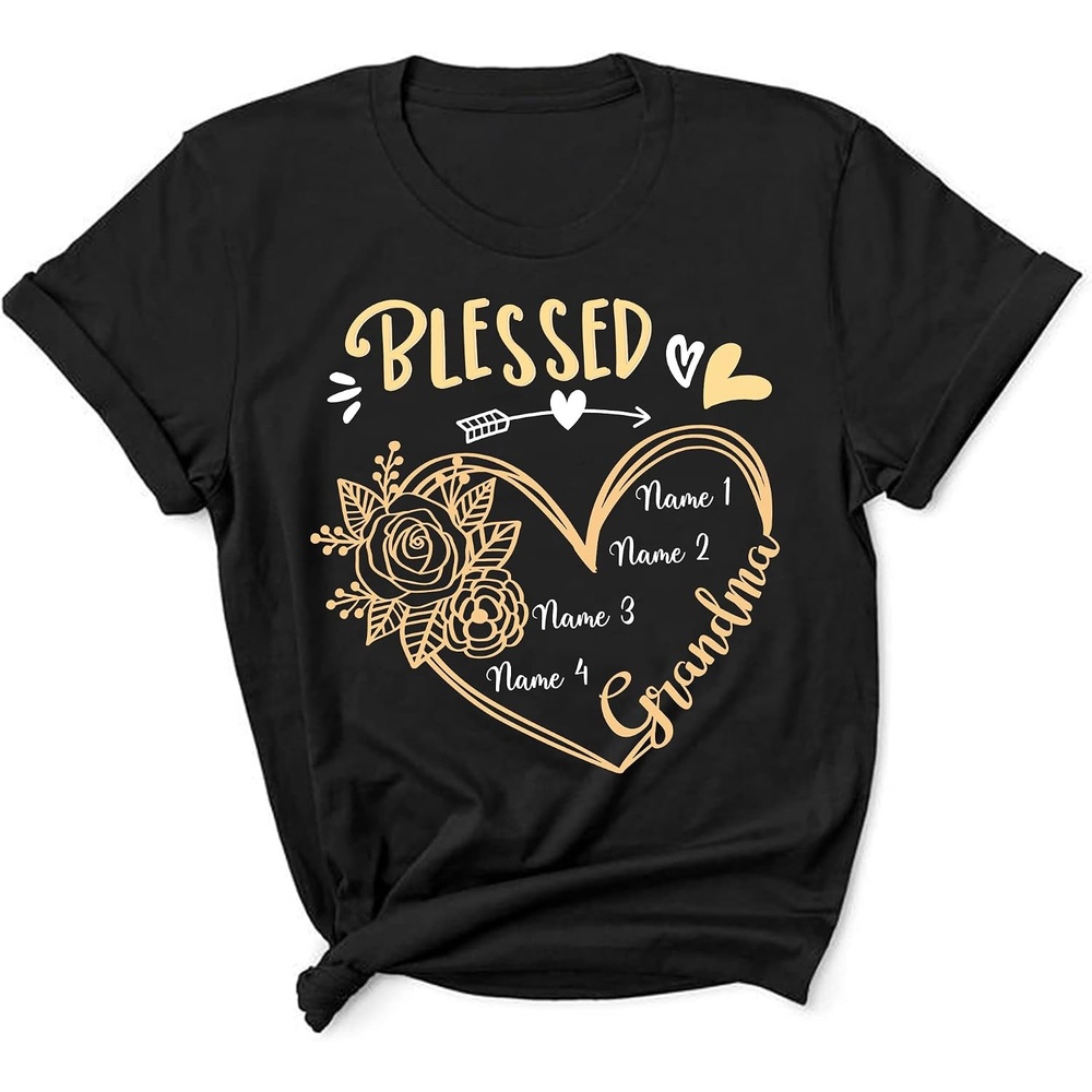image:imagePersonalized Grandma Shirt  Blessed Grandma Heart Flower2  Custom Shirt for Grandma Mom Mothers Day Birthday Gift