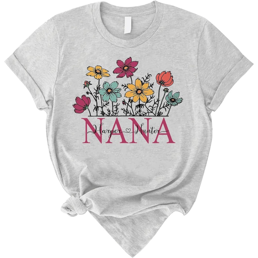 image:imagePersonalized Grandma Shirt  Nana Flower  Custom Shirt for Grandma Mom Mothers Day Birthday Shirt for Mom Grandma Gift