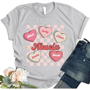 NAZENTI Personalized Grandma Shirt for Women,Custom Mom Nana Number Shirt with Kids Name, Gift for Mother’s Day Birthday(#3 Abuela)