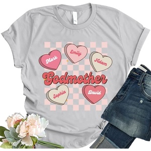 NAZENTI Personalized Grandma Shirt for Women,Custom Mom Nana Number Shirt with Kids Name, Gift for Mother’s Day Birthday(#3 Godmother)