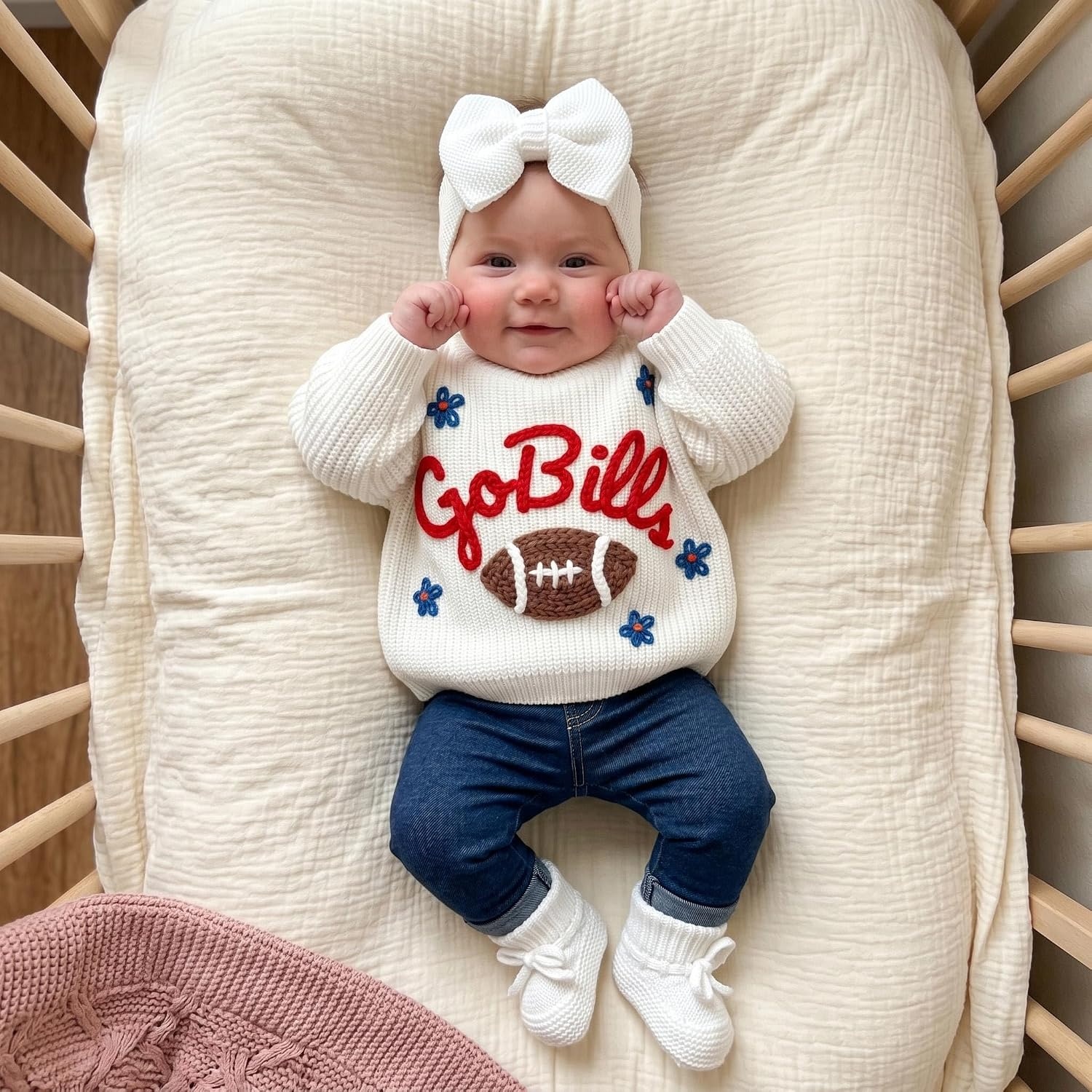 image:imageNAZENTI Personalized Baby Sweater with Name Custom HandEmbroidered Knit Pullover for Newborn Infant Toddler Girl Boy OutfitSweater Ds3Sport
