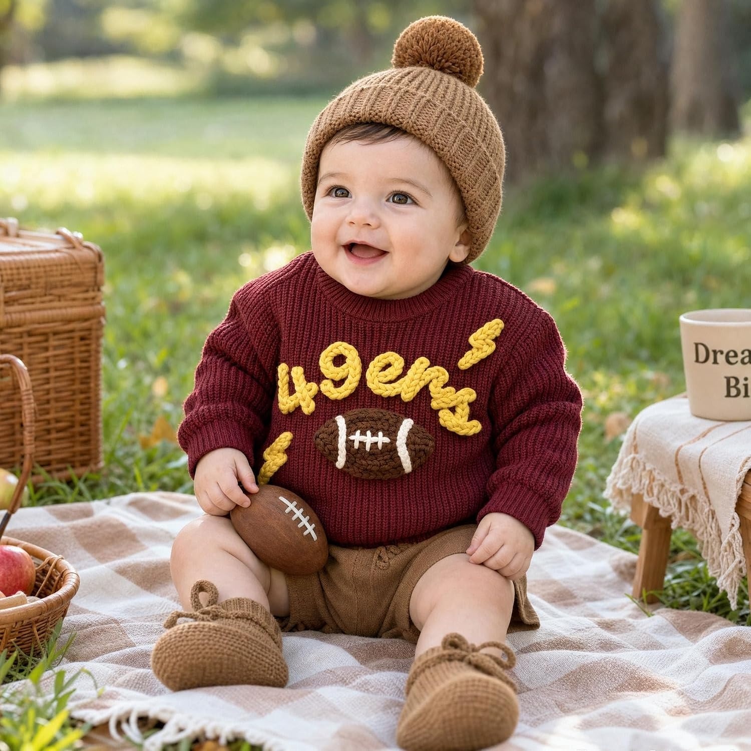 image:imageNAZENTI Personalized Baby Sweater with Name Custom HandEmbroidered Knit Pullover for Newborn Infant Toddler Girl Boy OutfitSweater Ds3Sport