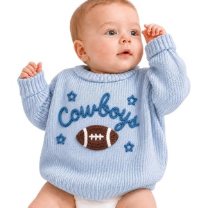 NAZENTI Personalized Baby Sweater with Name, Custom Hand-Embroidered Knit Pullover for Newborn Infant Toddler Girl Boy Outfit(Sweater Ds3/Sport)